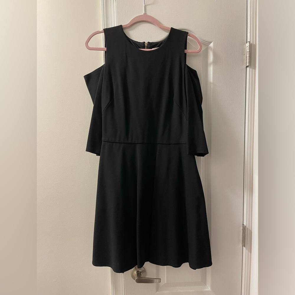 Black Cold Shoulder Fit and Flare Dress Eliza J